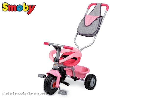 Smoby driewieler met duwstang en kiepbak.