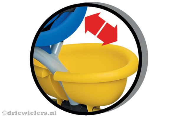 Gele kiepbak voor extra speelplezier.